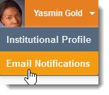 Screenshot of Email Notifications tab selected